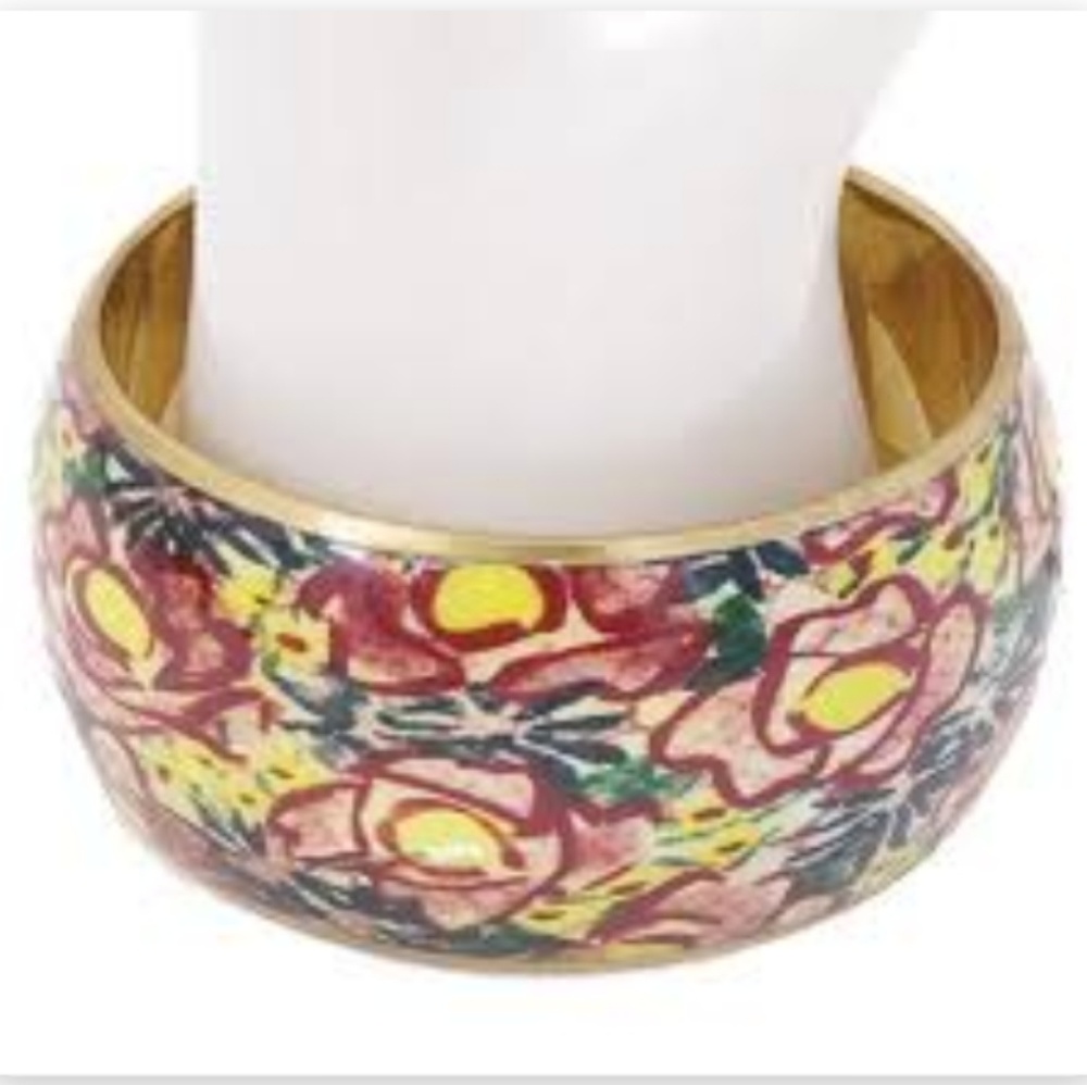 Carlos Falchi Brushstroke Floral Bangle Bracelet